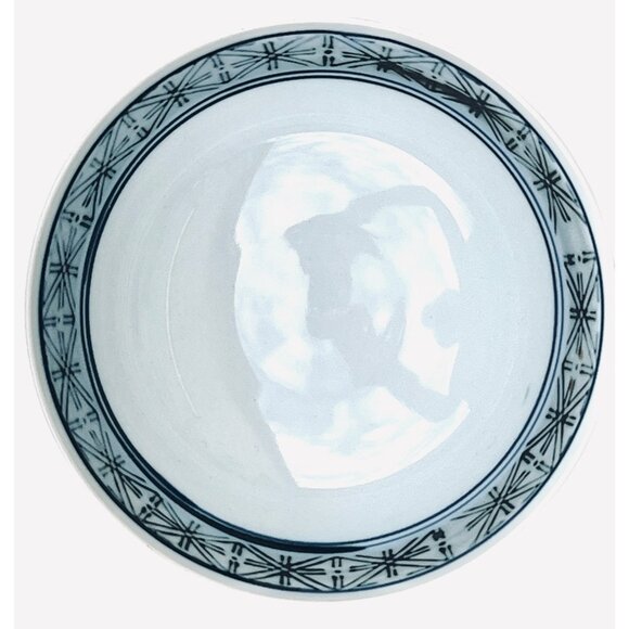 Japanese Rice Bowl 1960s Hand-Painted Porcelain 4.5" Diameter Blue/Red VTG - Picture 7 of 10